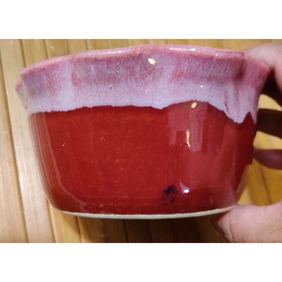 John Garro Studio Art Pottery Pink Red Drip Glaze Apple Baker Signed Old Fort NC - Picture 3 of 11